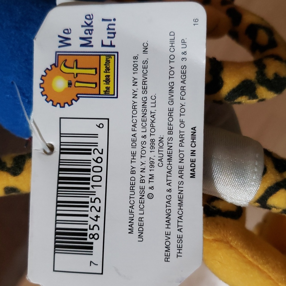 Vintage 1998 Idea Factory Infamous Meanies "Mick Jaguar" 8in. Plush - Picture 4 of 4